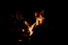 Flammen tanzen vor einem schwarzen Hintergrund